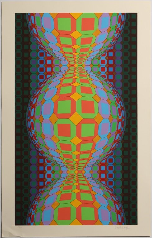 VICTOR VASARELY KABBA II SIGNED SERIGRAPH 1988: VICTOR VASARELY KABBA II SIGNED SERIGRAPH 1988 Victor Vasarely, Hungarian (1908 - 1997), Kabba II, Signed Serigraph, limited edition of 250, numbered 158. Signed in pencil bottom right. Image size: 36