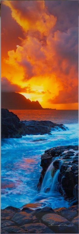 PETER LIK KAUAI DREAMING PHOTOGRAPH PRINT: PETER LIK KAUAI DREAMING PHOTOGRAPH PRINT Peter Lik (Australian) "Kauai Dreaming" photograph print, recess mounted. The print itself is cold-pressed between two pieces of acrylic. Signed and editioned