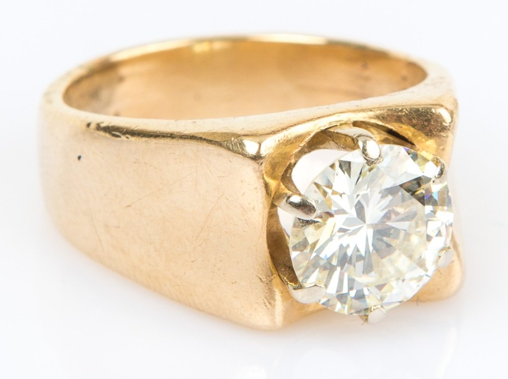 MENS 3CT BRILLIANT ROUND SOLITAIRE DIAMOND RING