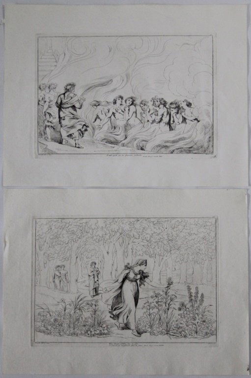 (2) BARTOLOMEO PINELLI DANTE INSPIRED ENGRAVINGS: (2) BARTOLOMEO PINELLI DANTE INSPIRED ENGRAVINGS Bartolomeo Pinelli (Italian, 1771-1835) engravings inspired by Dante Alighieri's Divine Comedy. The first is numbered 33 and reads "And spirits saw I w