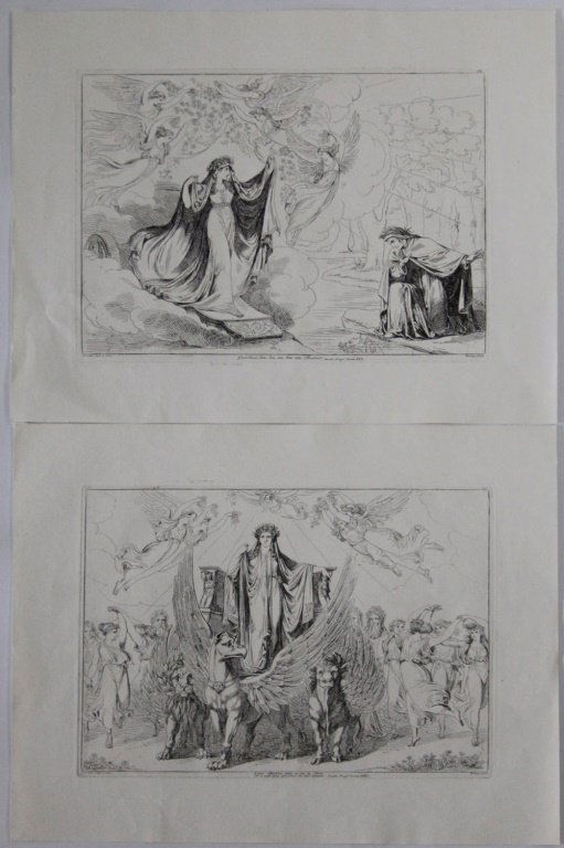 (2) BARTOLOMEO PINELLI DANTE INSPIRED ENGRAVINGS: (2) BARTOLOMEO PINELLI DANTE INSPIRED ENGRAVINGS Bartolomeo Pinelli (Italian, 1771-1835) engravings inspired by Dante Alighieri's Divine Comedy. The first is numbered 38 and reads "Look at me well; in