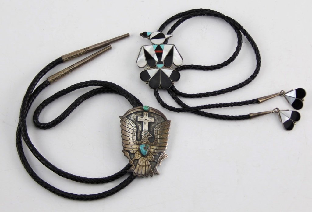 (2) NAVAJO STERLING SILVER BOLO TIES (1 of 6)