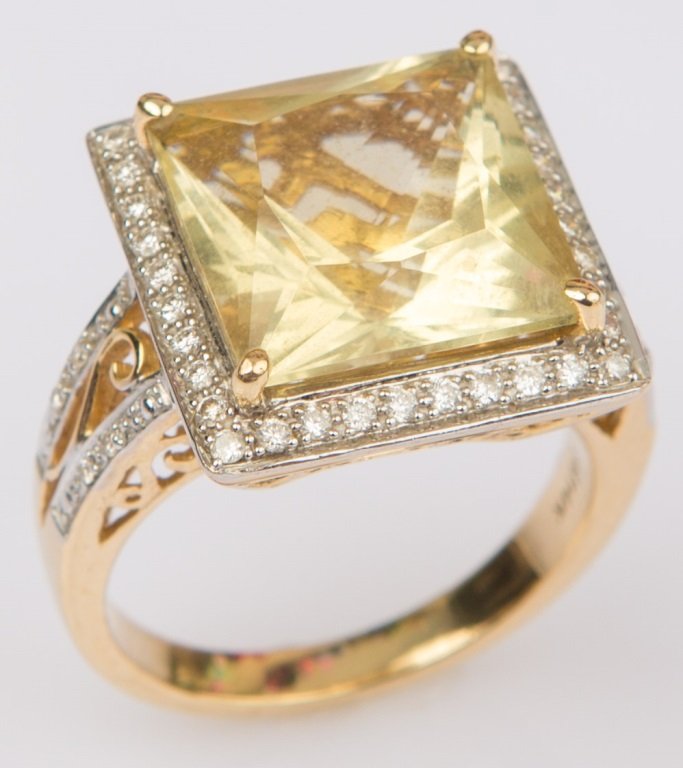 LADIES 14K YELLOW GOLD LEMON QUARTZ FASHION RING (1 of 3)