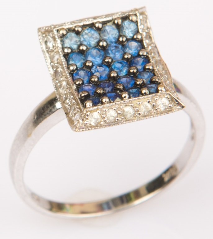 LADIES 14K WHITE GOLD SPINEL & DIAMOND FASHION RING (1 of 3)