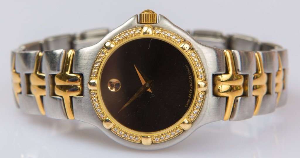 LADIES MOVADO STAINLESS STEEL & DIAMOND WATCH (1 of 4)