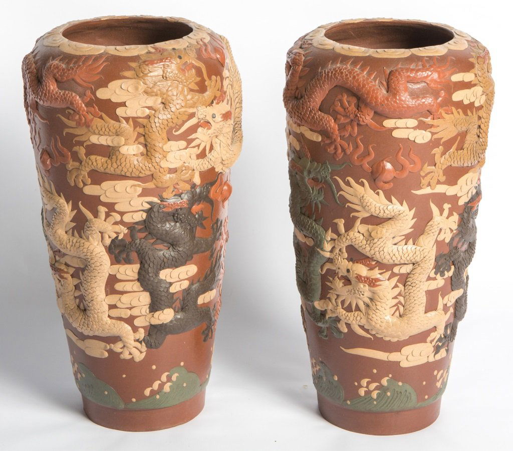 (2) MODERN POLYMER CLAY DRAGON VASES (1 of 5)