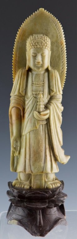 CHINESE CARVED SOAPSTONE BUDDHA STATUE (1 of 3)