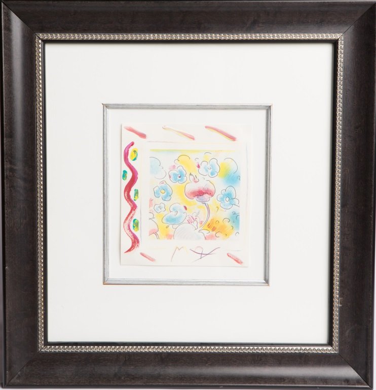 PETER MAX FLOWER MIXED MEDIA OVER LITHOGRAPH (1 of 4)