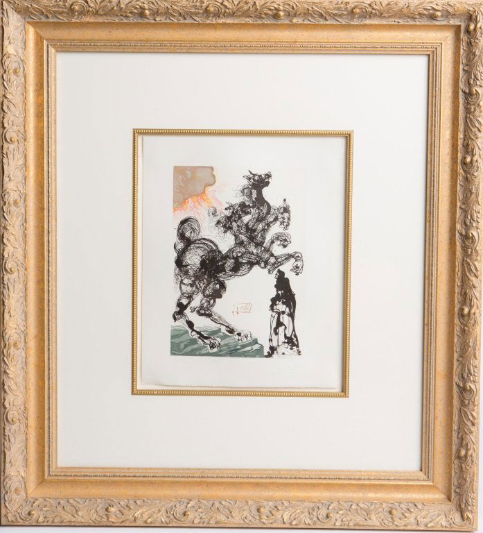 SALVADOR DALI CEBERUS INFERNO 6 WOOD ENGRAVING (1 of 5)