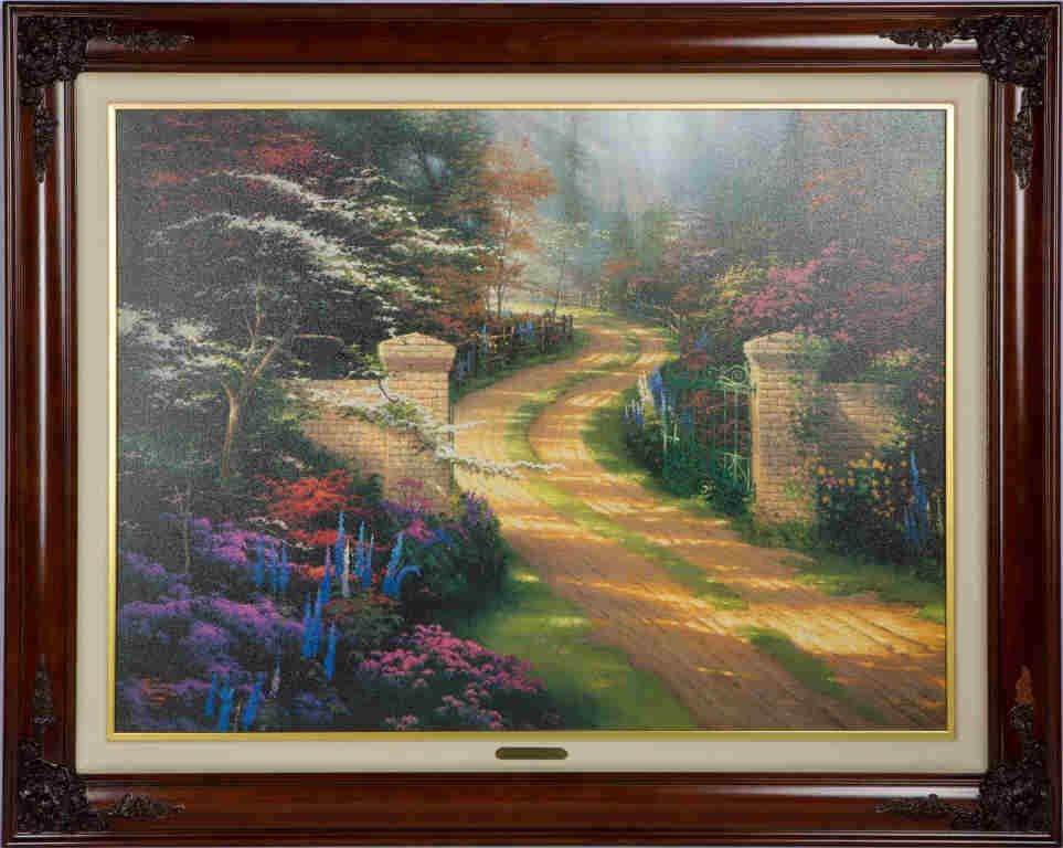 THOMAS KINKADE CANVAS LITHO SPRING GATE FRAMED (1 of 6)
