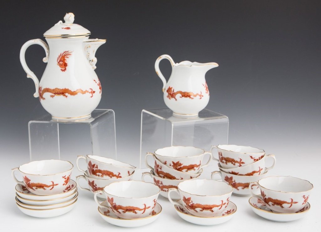 (21) PIECE MEISSEN MING DRAGON PATTERN TEA SET (1 of 6)
