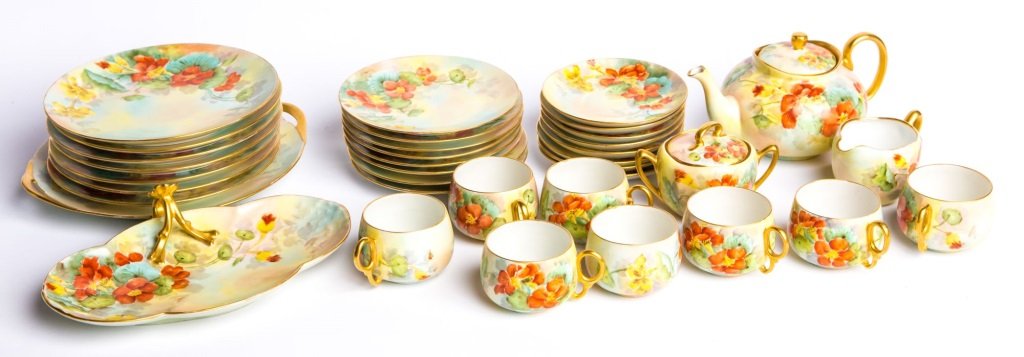 (36) FLORAL PATTERN CHINA TEA & SERVING SET (1 of 5)