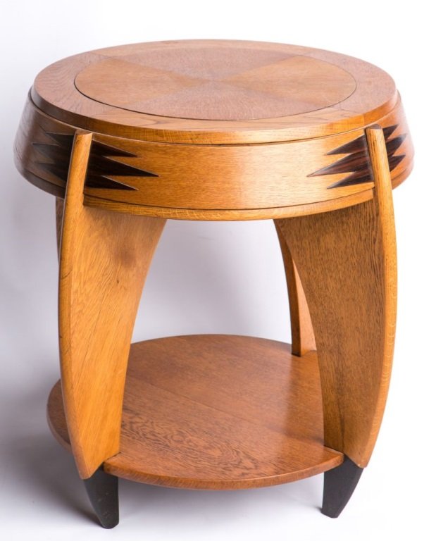 OAK GEOMETRIC STYLE TABLE WITH INLAY DETAILS (1 of 3)