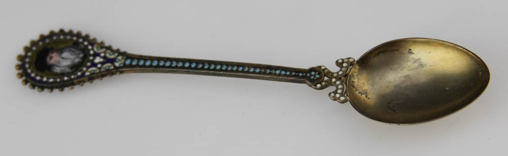 GILT STERLING ENAMEL GALILEO PORTRAIT SPOON (1 of 5)