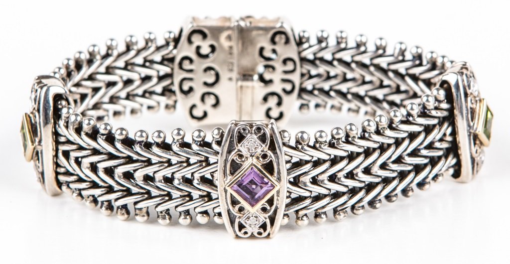 LADIES STERLING & 14K FASHION BRACELET (1 of 4)