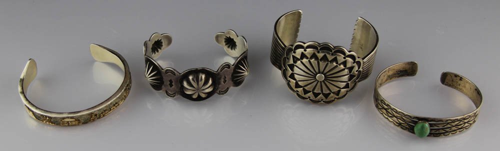 (4) NAVAJO STERLING SILVER CUFF BRACELETS (1 of 3)