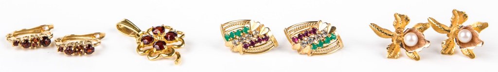 LADIES MIXED 18K YELLOW GOLD FASHION EARRINGS (1 of 4)