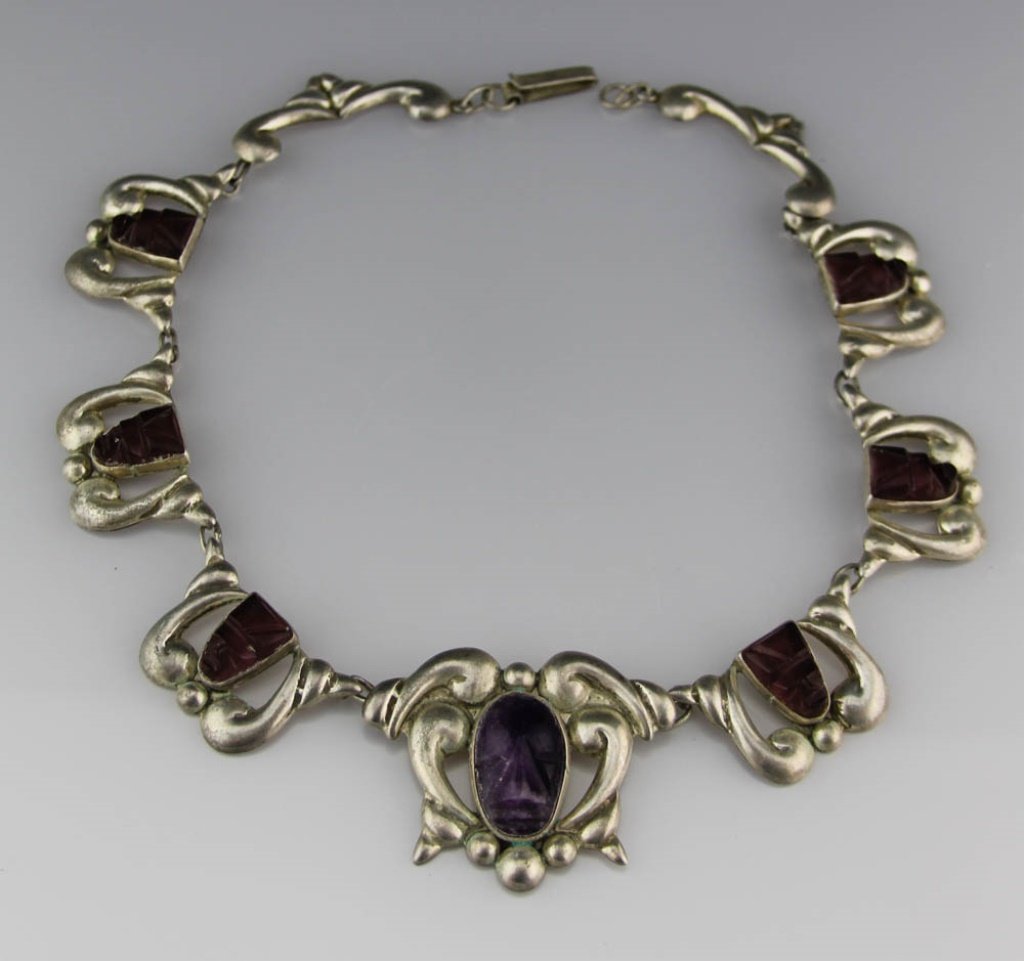 LADIES STERLING AZTEC MOTIF AMETHYST NECKLACE (1 of 5)