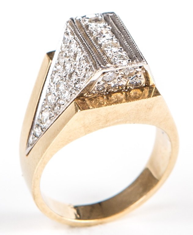 LADIES 18K TWO TONE GEOMETRIC DIAMOND RING (1 of 3)