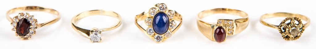 (5) LADIES 18K YELLOW GOLD DIAMOND FASHION RINGS (1 of 3)