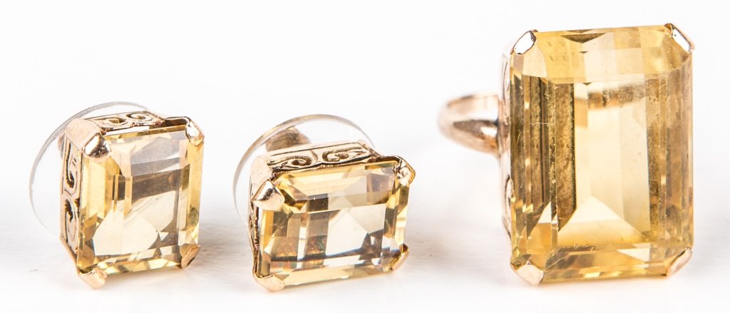 LADIES 18K CITRINE RING & EARRINGS SET (1 of 3)
