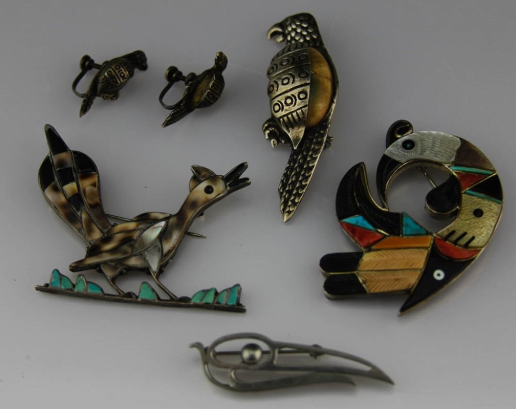 MIXED ZUNI & MEXICAN SILVER BIRD JEWELRY (1 of 5)