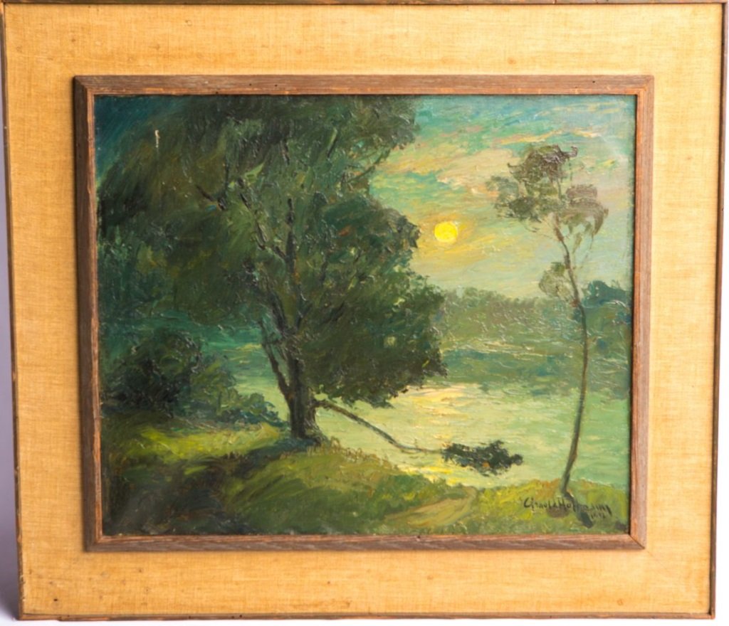 ARNOLD HOFFMAN MOONLIT LANDSCAPE OIL ON CANVAS (1 of 4)