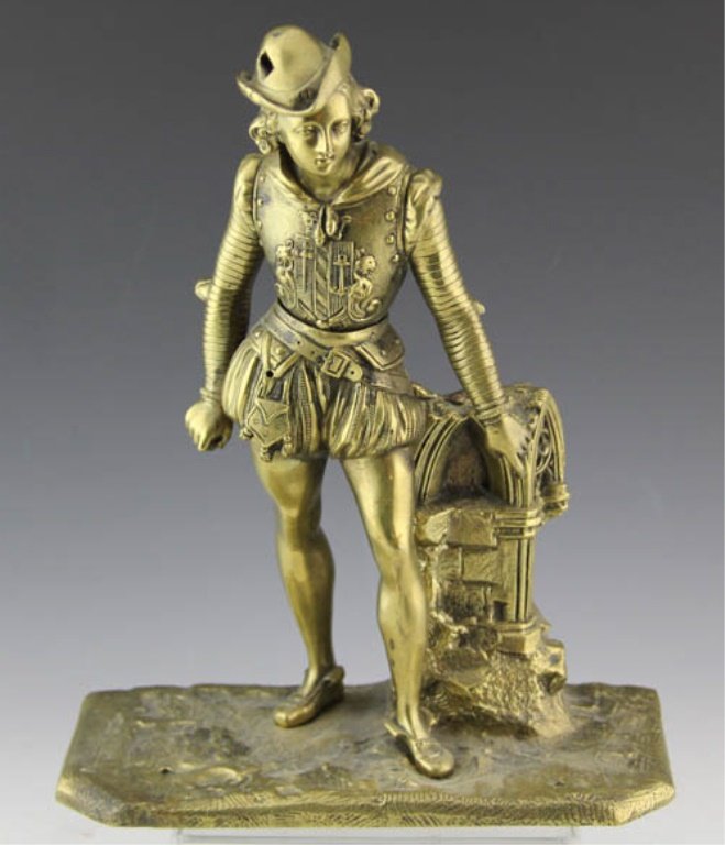 BRASS CAST MEDIEVAL MAN FIGURE (1 of 5)