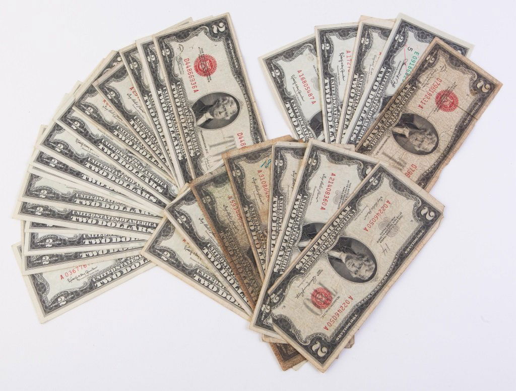 LOT OF 26 1928,1953, & 1963 US RED SEAL $2 BILLS (1 of 4)