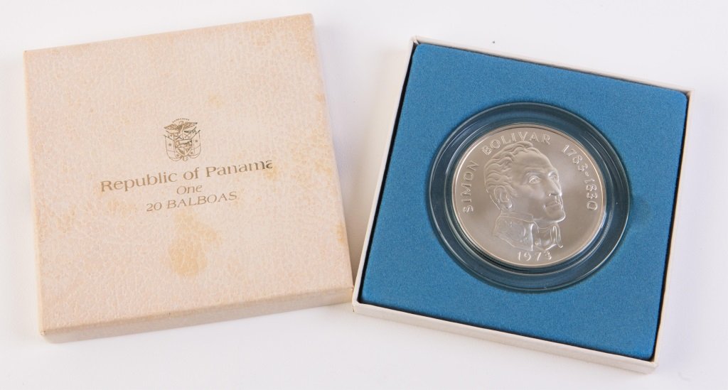 SIMON BOLIVAR 4 OZT. 20 BALBOAS STERLING COIN (1 of 3)
