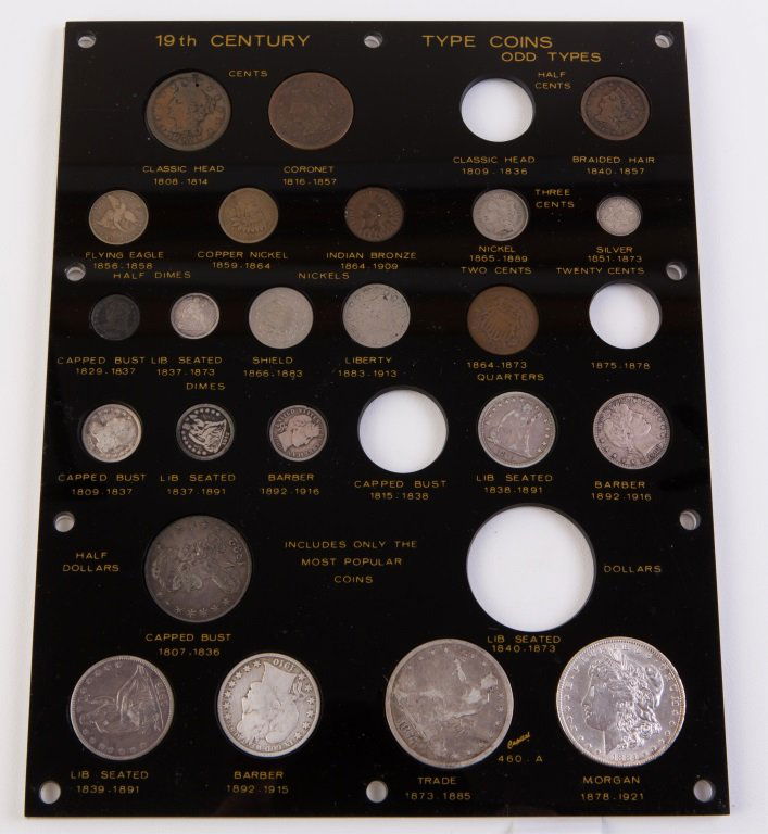19TH C PARTIAL TYPE SET IN CASE - 23 COINS (1 of 5)
