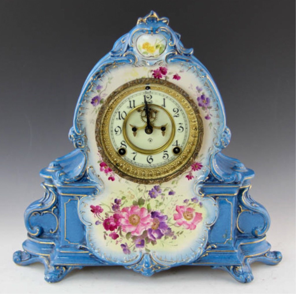 ANSONIA ROYAL BONN PORCELAIN MANTLE CLOCK (1 of 8)