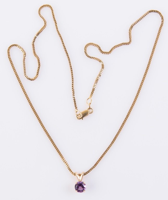 LADIES 14K YELLOW GOLD AMETHYST PENDANT (1 of 4)