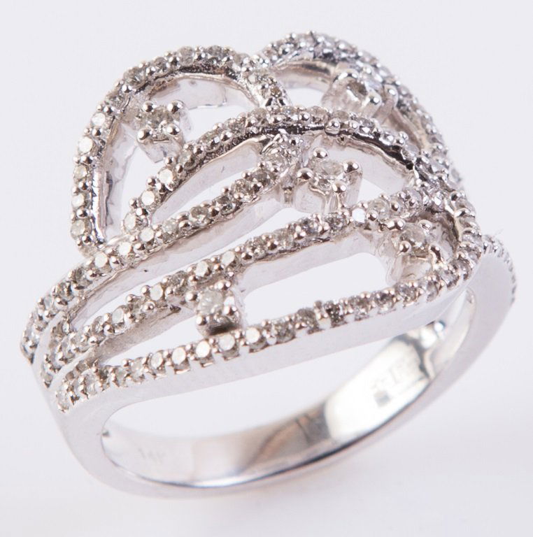 LADIES 14K WHITE GOLD EFFY DIAMOND CLUSTER RING (1 of 2)