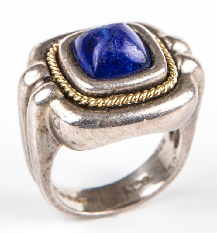TIFFANY & CO STERLING SILVER 18K LAPIS LAZULI RING (1 of 3)