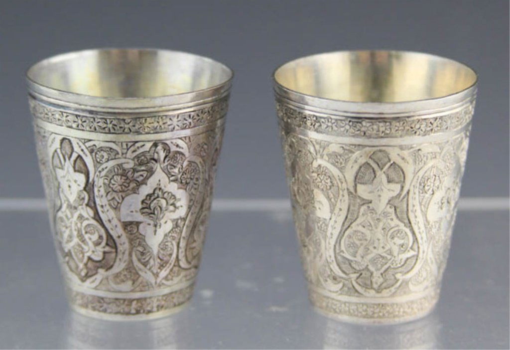 LOT OF TWO JAPANESE SILVER SAKE CUPS (1 of 5)