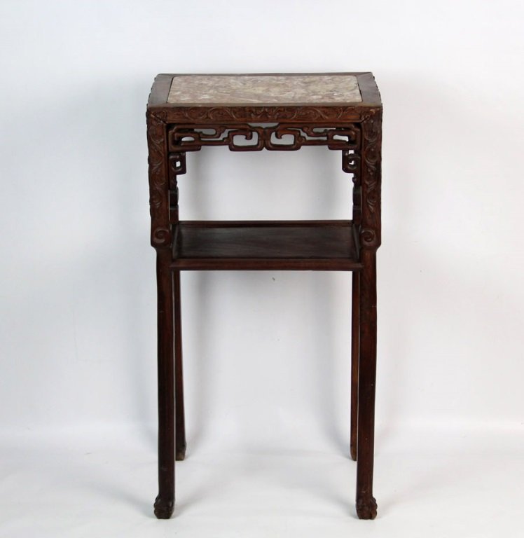 MARBLE TOP WOODEN SIDE TABLE (1 of 5)