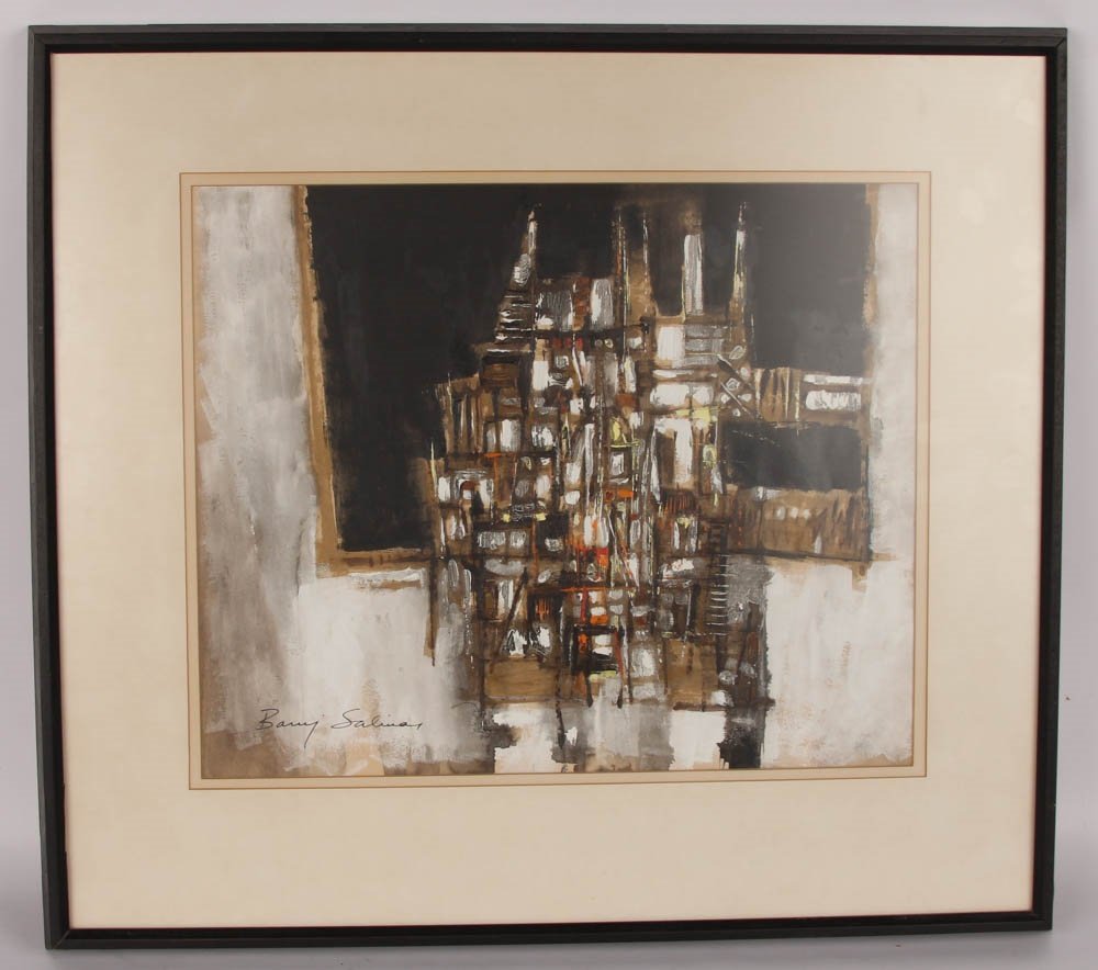 BARRY SALINAS MIXED MEDIA ABSTRACT ON PAPER (1 of 4)