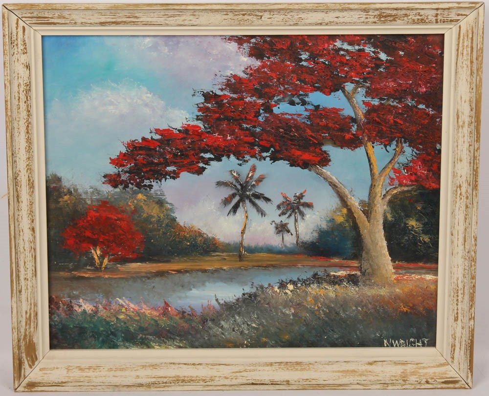 NORMAN WRIGHT FLORIDA LANDSCAPE OIL ON BOARD (1 of 4)