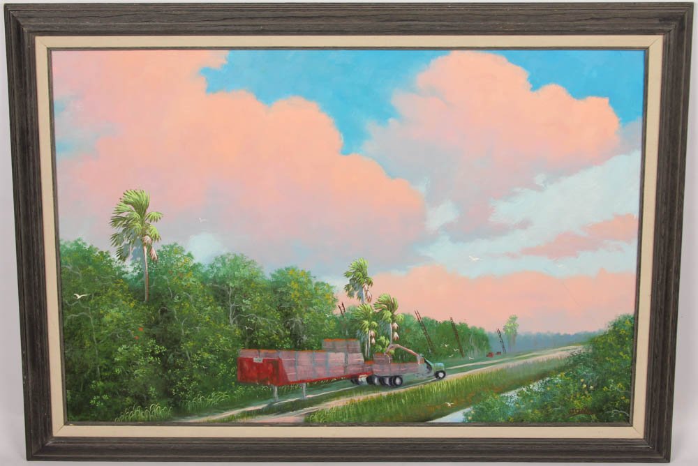 JOHNNY DANIELS FLORIDA FARM ROAD OIL ON BOARD (1 of 4)
