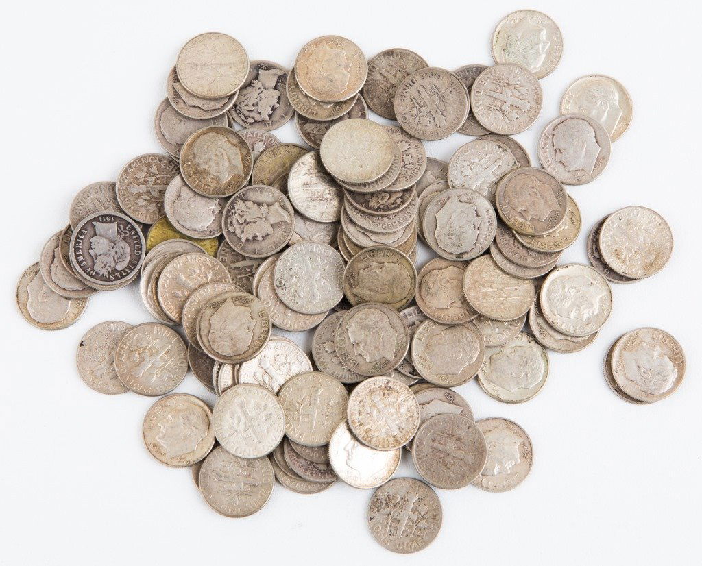 LOT OF (107) 90% SILVER DIMES (1 of 4)