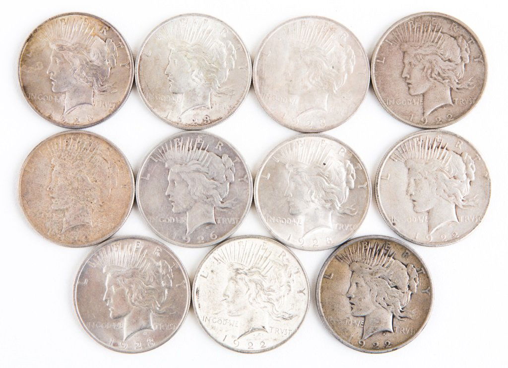 LOT OF (11) SILVER PEACE DOLLARS (1 of 3)