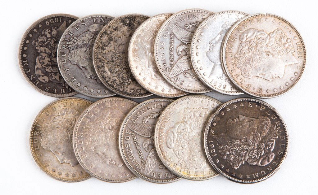 LOT OF (12) US SILVER MORGAN DOLLARS (1 of 3)