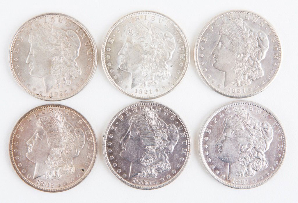 LOT OF (6) SILVER MORGAN DOLLARS-WITH BETTER DATES (1 of 3)