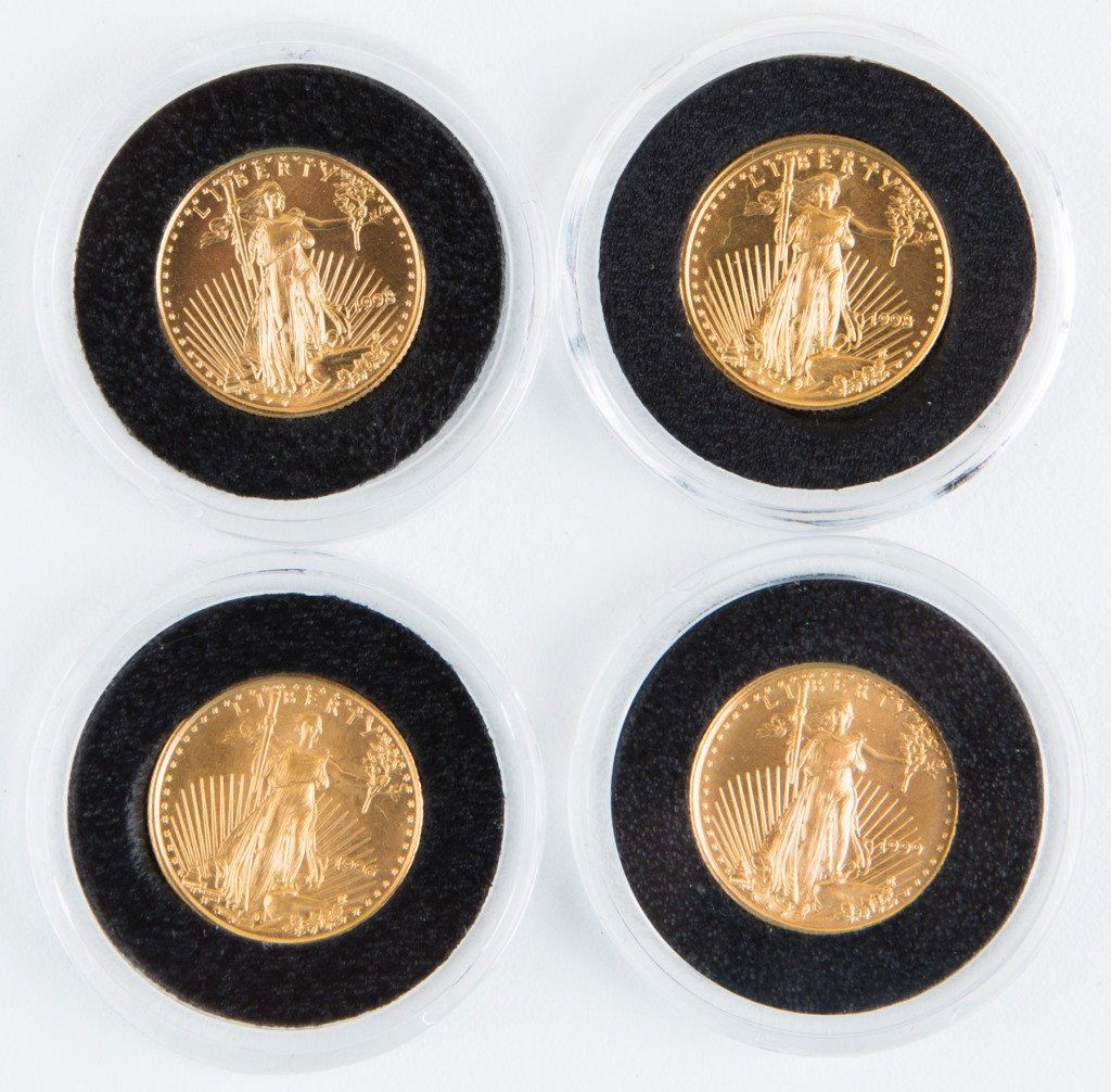 LOT OF FOUR 1/10 OZ US GOLD EAGLES (1 of 3)