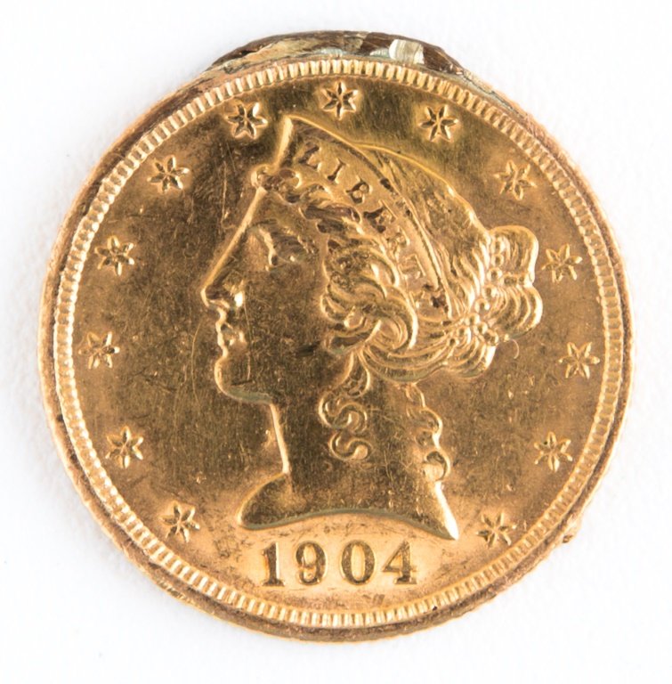 1904 $5 US GOLD LIBERTY COIN (1 of 3)