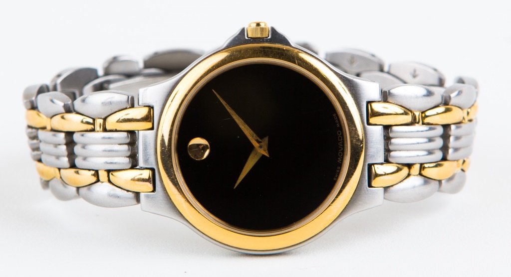 MENS MOVADO TWO TONE MUSEUM WRIST WATCH (1 of 6)