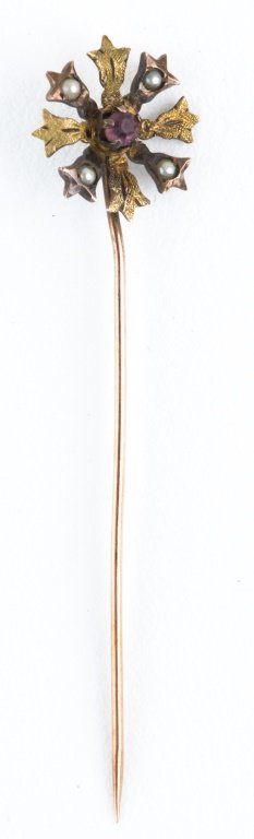 LADIES 10K YELLOW GOLD ANTIQUE STICK PIN (1 of 3)