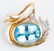 LADIES 14K YELLOW GOLD SWAN BLUE TOPAZ BROOCH