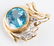 LADIES 14K YELLOW GOLD SWAN BLUE TOPAZ BROOCH - 2